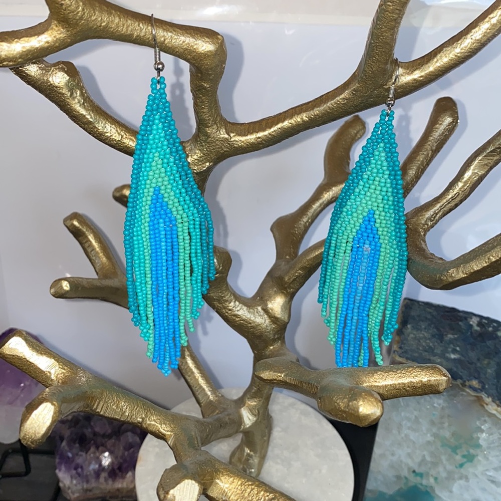 HP๐NEW Boho Stunning turquoise bead earrings - Picture 12 of 14